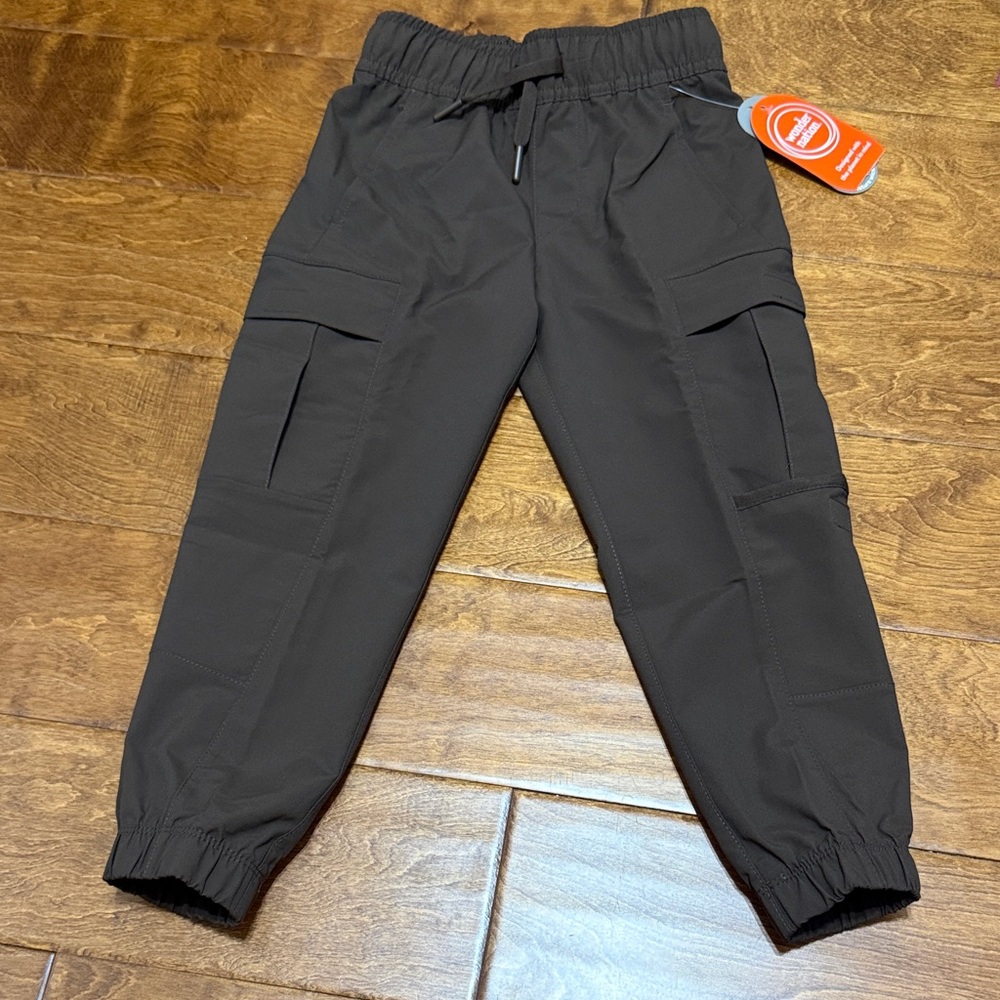 NWT Size XS (4-5) Wonder Nation Kids Cargo Jogger Pants - Chocolate Fudge